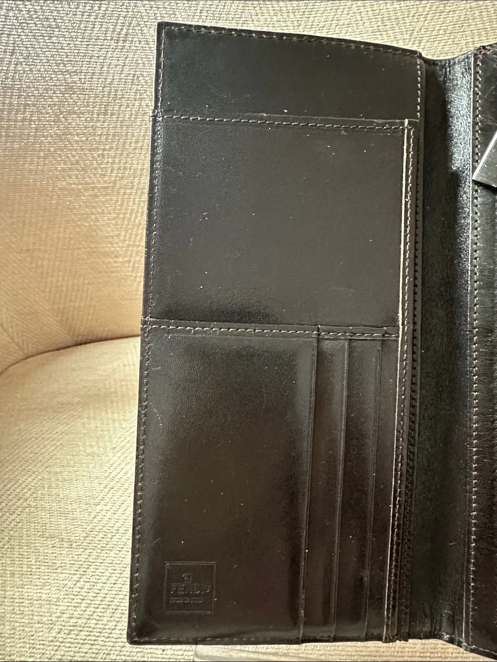 Fendi Brown Tan FF Logo Long Bifold Zucch Wallet